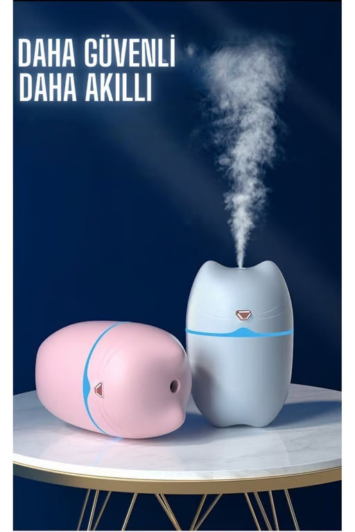 Kedi Şekilli Hava Nemlendirici - Taşınabilir Buhar Makinesi & Aroma Difüzörü (Yeşil)